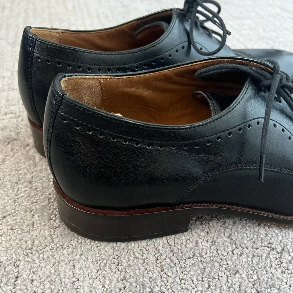 Johnston & Murphy Black Leather Wingtip Oxfords